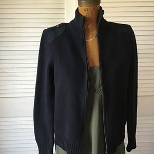 Ralph Lauren zip-up sweater/jacket navy blue medium w/ shoulder detail